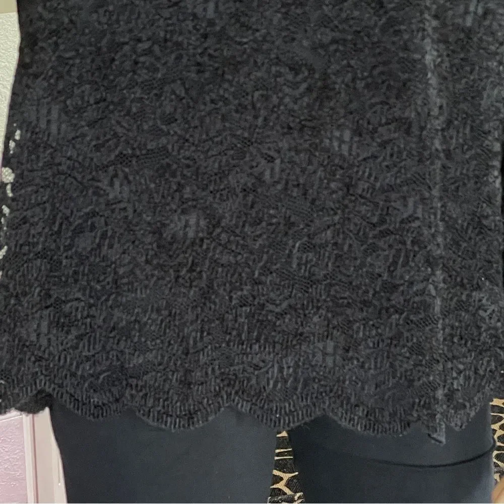 Anthropologie Eri + Ali Romana Lace Off The Shoulder Lined Top Blouse Black Sm